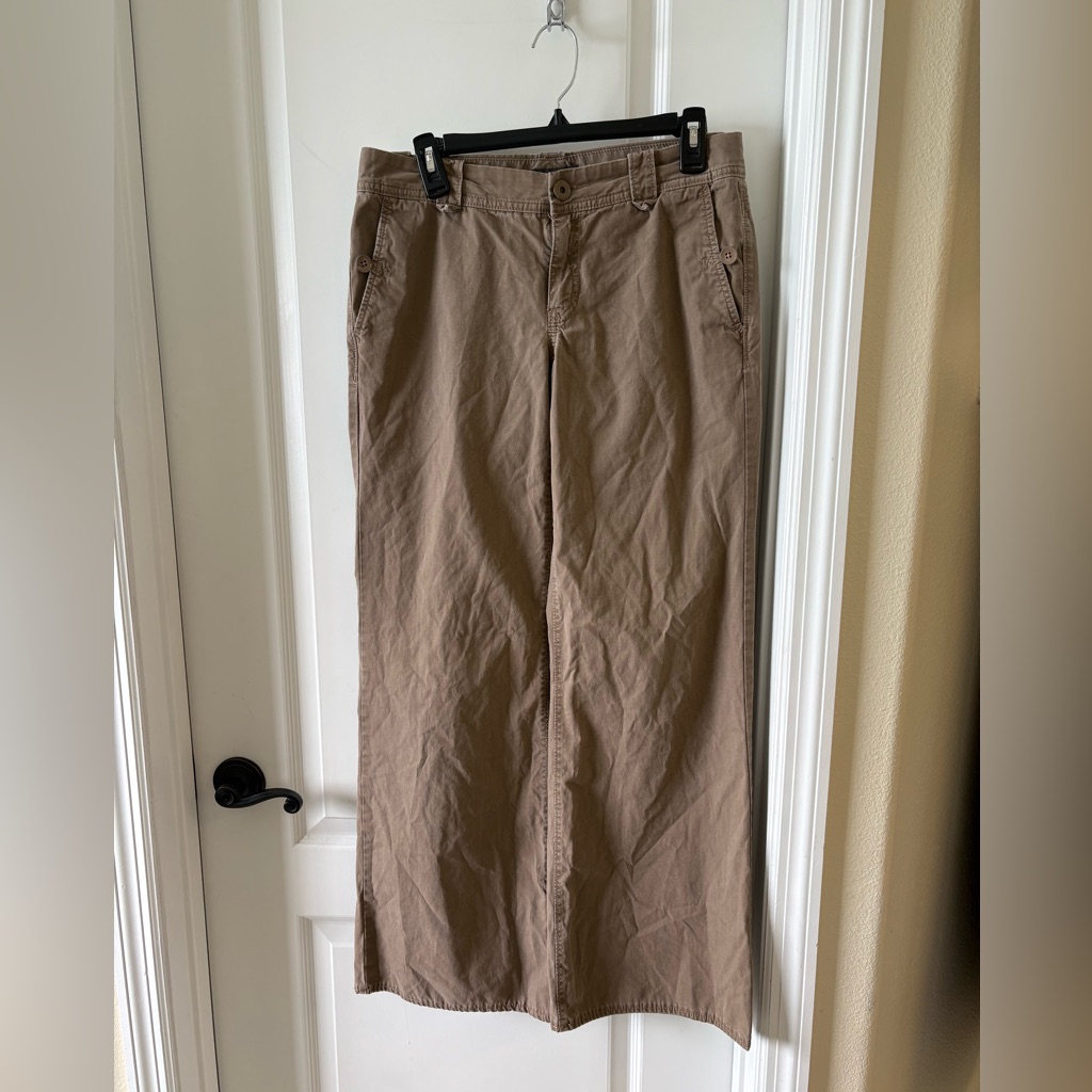 Banana Republic Factory Brown Wide Leg High Rise Cotton Trouser Pants 6